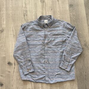 Rowm Blue Gray Striped Casual Button Down Shirt